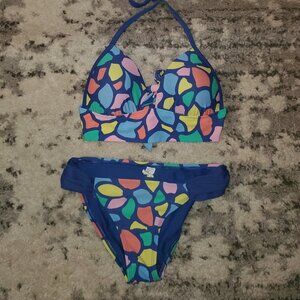 Aerie Blue Stony Push Up Bra Bikini || Like New Sm